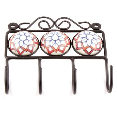 White Red Sunflower Tiles Hooks